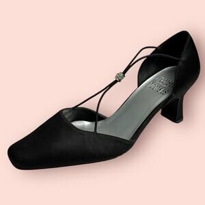 Y2K Mootsies Tootsies Collection Size 8 Black Satin 3" High Heel Strappy Hoco